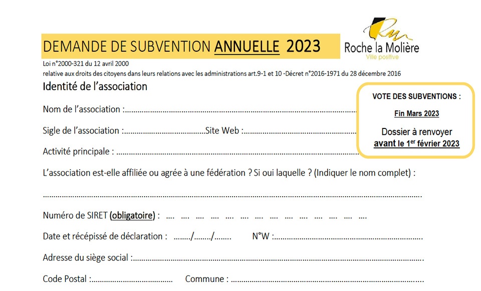 Demandes de subventions pour les associations